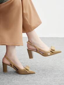 CUCCOO BIZCHIC Tacones altos de moda versátiles para uso diario con diseño de hebilla y decoración de lazo en la punta