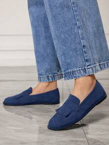 Sleekvia 女士休闲通勤平底鞋，带流苏设计 - 藍色 - 查看 4