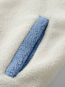 Manfinity Hypemode Áo khoác nam dài tay cổ đứng phối màu tương phản, ấm áp, kiểu dáng thường ngày, giữ ấm mùa thu/đông, chất liệu lông mềm mại, thích hợp cho các hoạt động hàng ngày, cuối tuần, ngoài trời, du lịch, môi trường làm việc thoải mái hoặc các dịp bán trang trọng, quà tặng cho bạn trai/chồng, quà kỷ niệm. - Màu xanh nhạt - Xem 6