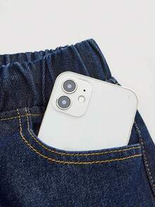 Maija Women's Denim Suit: Long-Sleeved Casual Shirt + Elasticated Casual Pants,Autumn/Winter Casual Two-Piece Set - Dark Wash - View 7