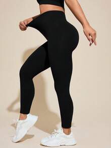 Rhythm Era 1 Stück Damen Leggings in Große Größen mit nahtlosem geripptem Thermofutter, geeignet für Laufen, Fitness, Yoga, Training, Herbst/Winter - Schwarz - Übersicht 3