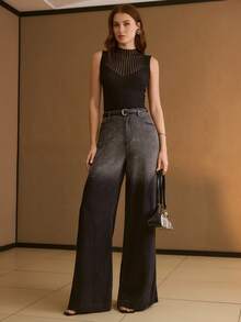 MOTF PREMIUM WOMEN'S ELEGANT OMBRE DENIM JEANS - Black - View 1