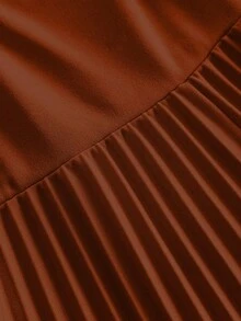 Viva Relle Váy xòe chữ A màu xanh thanh lịch cỡ lớn có cổ khoét sâu - màu nâu - Xem 6