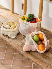 Cirelle Reusable--Mesh-Produce-Shopping-Bags-Washable Premium See Through Lightweight Net Zero Bulk Bags For Veggie Fruit Vegetable Grocery Storage (9 Packs), For Outdoor, Camping - Beige - View 5