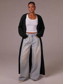 Athîral Cardigan long casual unicolore pour femmes, automne/hiver