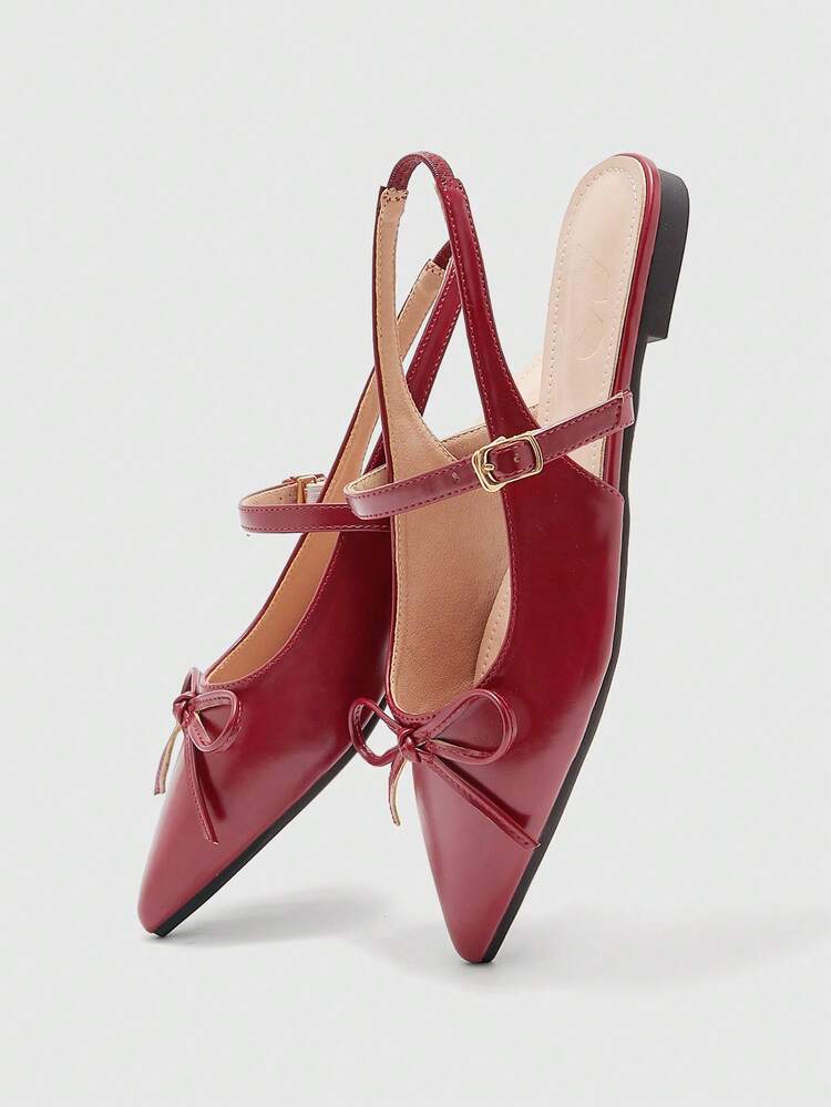 CUCCOO BIZCHIC Women's Elegant Commuter Flats With Bow Decor Pointed Toe For Christmas