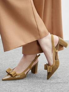 CUCCOO BIZCHIC Tacones altos de moda versátiles para uso diario con diseño de hebilla y decoración de lazo en la punta