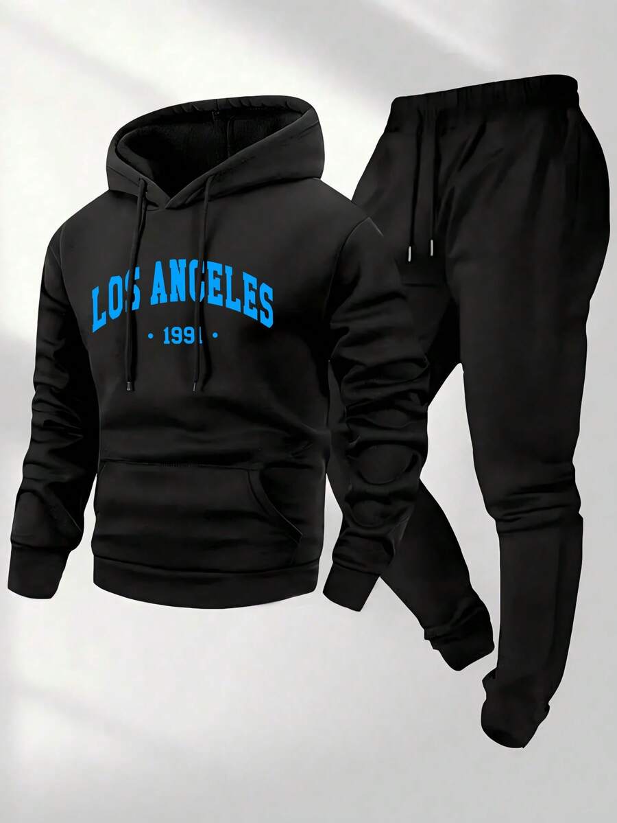Men Hoodie Co-Ords - Black 1 - View 1