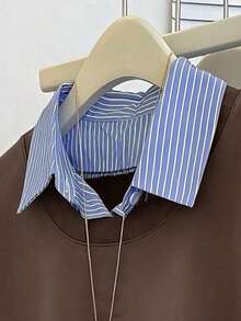 Resyla Áo nỉ dài tay cổ khoét vai kẻ sọc cỡ lớn dành cho nữ - màu nâu - Xem 3