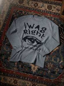 Manfinity Dauomo Men's Casual Fashion Street Eyeglasses Slogan Print Loose Fit Long Sleeve T-Shirt, Spring/Autumn - Multicolor - View 3