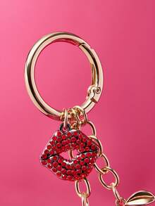 Betty Boop x SHEIN 时尚优雅的立体黑樱桃合金钥匙扣可爱卡通包包挂件，礼品创意，派对，节日，情人节