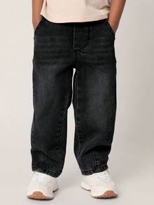Quần jeans SUMWON dành cho bé trai, chất liệu denim mài, kiểu quần jogger, cạp chun co giãn, dáng rộng thoải mái, thích hợp mặc hàng ngày hoặc đi nghỉ mát. - màu đen - Xem 3