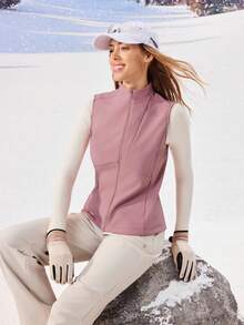 OutZeal 女士冬季保暖户外背心外套 粉色 露营徒步 防水保暖修身带拉链口袋 - 粉色 - 查看 5