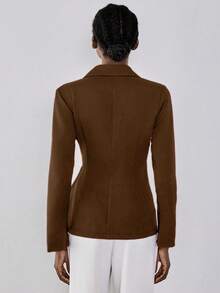 Lumivelle Metal Accessory Casual Suit Jacket - Brown - View 2