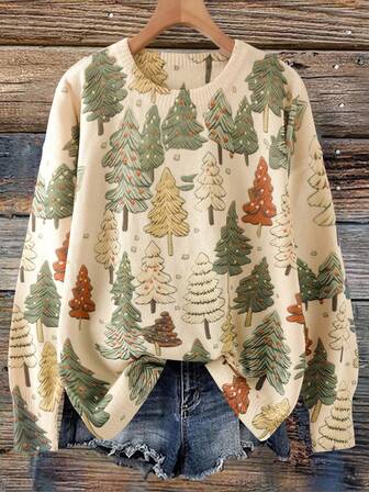 Linhara Christmas Limited Edition, Retro 3D Christmas Tree Sweater, Atmospheric Outfit Must-Have