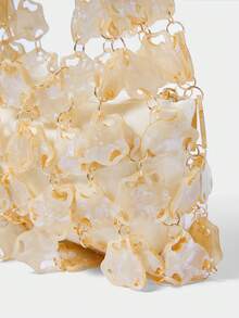 SHECARRY Bolso de mano para dama, blanco, de moda, elegante, para vacaciones, para fiesta - Albaricoque - Ver 3