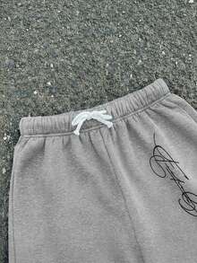 SHEIN Conjunto de sudadera con capucha y pantalón de chándal con estampado de letras casual para adolescentes, otoño/invierno - Gris Claro - Ver 6