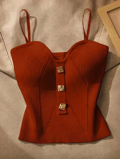 Resyla Women's Solid Color Minimalist Casual Camisole Knit Top