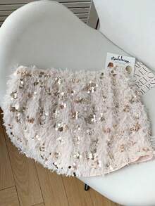 Comfortcana Minigonna sexy e alla moda con paillettes e peluche, adatta per Capodanno, gonna strutturata per donne