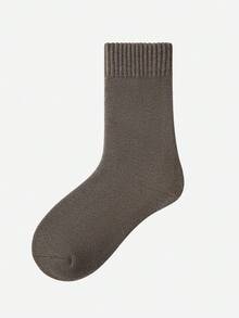 LUVLETTE زوج واحد/6 أزواج من الجوارب المبطنة بالحرارة للنساء، جوارب متوسطة الطول بتصميم محبوك ملون بسيط ومتعدد الاستخدامات للخروجات اليومية في الشتاء - متعدد الألوان - مشاهدة 7