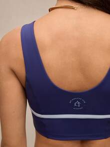 Activina Sujetador deportivo inalámbrico minimalista de color contrastante para mujer - Azul - Ver 7
