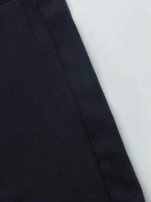 Manfinity Roghcode 男士小众设计多面板二合一宽松日系深色超大阔腿裤，男友礼物，纯色长款超大裤，秋季 - 藏蓝色 - 查看 3