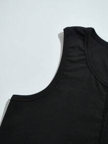 1件男士黑色打底衫，时尚字母刺绣设计 - 彩色 - 查看 3