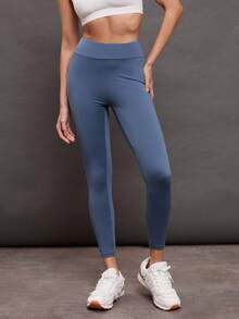 Activina Women's Solid Color High Waist Flip Pocket Sports Leggings - Blue - View 3