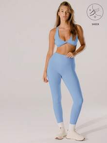 Aralina Leisurewear Active Pastel Pink High-Rise Bottom Lift Active Leggings - Blue - View 9