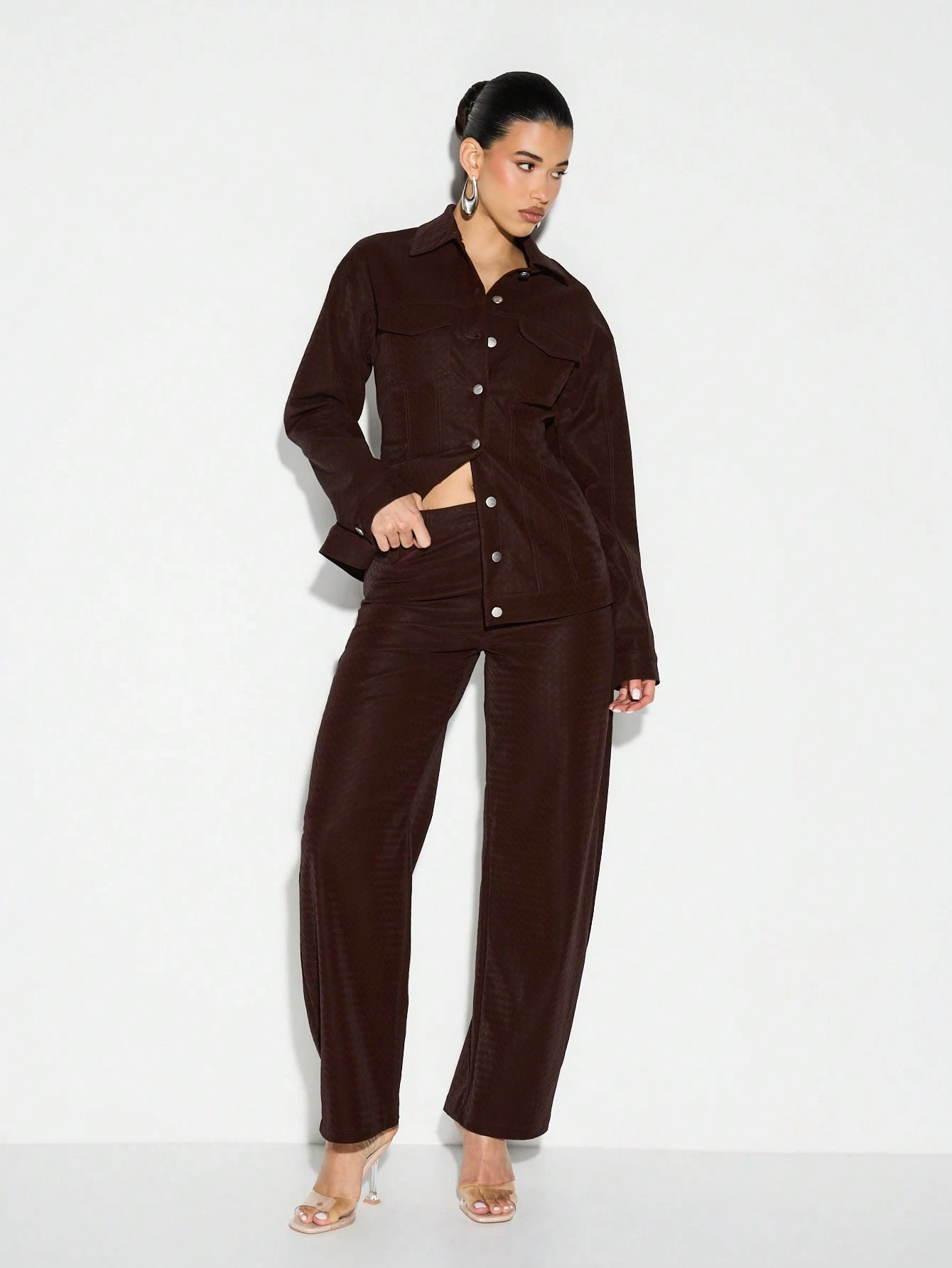 KIZN High Rise Quilted Wide Leg Pants