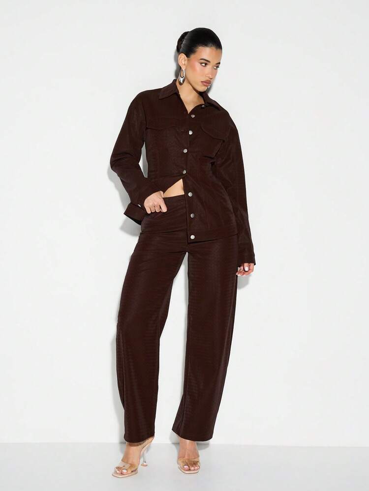 KIZN High Rise Quilted Wide Leg Pants