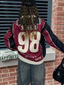 Rovax Loose Polo Collar Drop Shoulder Long Sleeve Sweatshirt - Multicolor - View 2