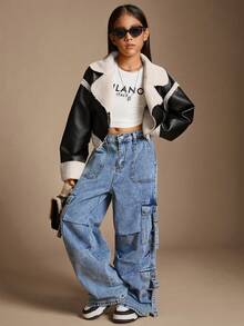 Radiana Tween Girl 纯色领短款保暖衬里长袖夹克