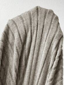 Franclia Đầm Maxi dáng chữ A tay dài cổ chữ V bằng vải len màu trơn dành cho nữ, trang phục thu đông dành cho nữ - Màu be - Xem 3