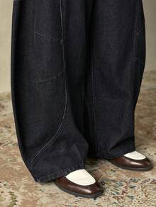 SWAVVY 男士时尚通勤水洗弯腿牛仔裤 - 黑色 - 查看 5