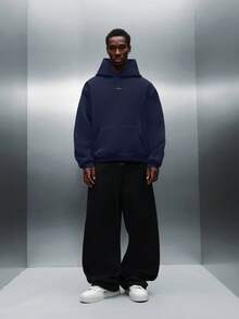 PLAYBOY X SUMWON Áo hoodie chui đầu in logo chú thỏ, áo nỉ trùm đầu dáng thường ngày mùa đông - Màu xanh hải quân - Xem 4