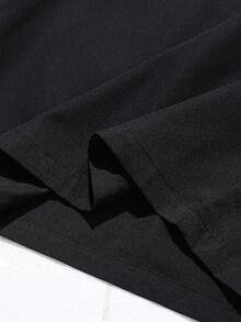 SHEIN 2pcs/Set Teen Boy Letter Print Half-Zip Hoodie Jacket And Elastic Cuff Pants Casual Outfit, Tracksuit For Teen Boys, Sweat Set - Black - View 7