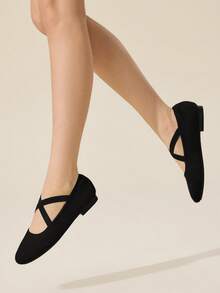 Ressula Women's Casual Versatile Commuting Simple Solid Color Flats - Black - View 2