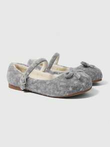 ROMWE Kawaii Bow Decor Comfortable Casual Flat Shoes, Suitable For Walking, Travel And Vacation, Autumn/Winter For Christmas - Grey - View 3