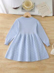SHEIN Vintaside Kids 新款女童针织毛衣连衣裙。灰白撞色设计，可爱活泼，灰色面料柔软舒适，针织工艺精湛。适合秋冬季穿着。做工精细，整体品质上乘。高品质柔软舒适面料，经久耐穿。适合居家、外出、聚会、商务及各种节日场合。 - 淺藍色 - 查看 2