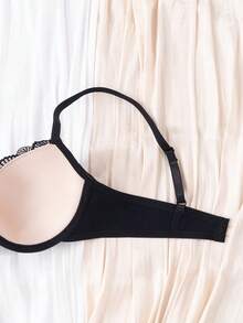 DesireSculpt Sujetador de encaje con parches sexy para mujeres, sujetador con aros push up, sujetador de encaje para busto pequeño, que levanta y realza el escote, evita el flacidez - Negro - Ver 7