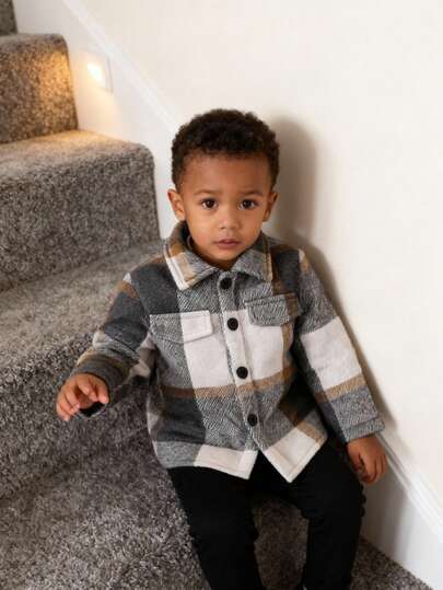 SHEIN Chaqueta cortavientos casual para niños pequeños, de tela suave y cómoda, estilo versátil, adecuada para uso en exteriores e interiores, primavera/otoño