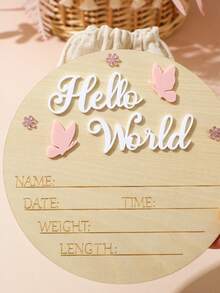 SHEIN Panneau d'annonce de naissance de bébé fille avec papillon acrylique "Hello World", accessoire photo pour baby shower, cadeau