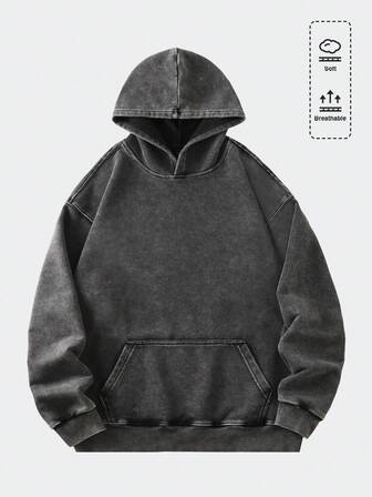 Street Life sweat-shirt à capuche pour adolescent garçon, couleur unie, effet délavé