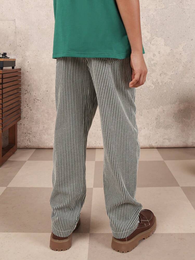 Pantaloni casual in tessuto a righe con motivo verticale