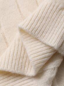 Hapijoa Áo len dệt kim xoắn cổ tròn thêu họa tiết hoạt hình cho bé trai màu trơn thu đông - Màu be - Xem 8