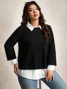 Zelara Plus 2 In 1 撞色领运动衫