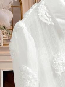 Modelyn Women's 3D Floral Long Sleeve Romantic Elegant Versatile Fashionable Plus Size Blouse - White - View 5