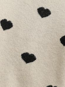 SHEIN Baby Girl Casual Heart Pattern Knit Sweater And Pants Set, Autumn/Winter Baby Set Autumn Winter Season Baby Girl Heart Outfit Baby Girl Sweaters Set Two Piece Winter Outfits For Toddler Girl Toddler Outfit Sets - Khaki - View 8