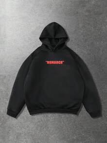 ROMWE MEN Áo hoodie in màu tương phản dành cho nam - màu đen - Xem 2